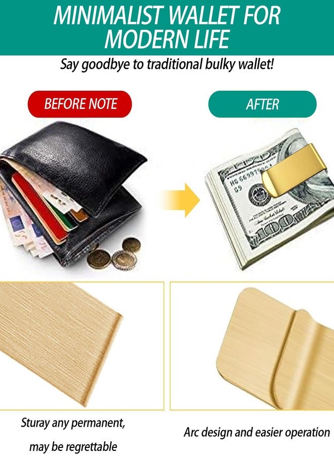 Indusoire 4 Pcs Money Clip for Men, Slim Metal Cash Clip with Card Holder, Minimalist Wallet Alternative for Business Professionals, Travel Essentials(Silver*2 + Gold*2) - Image 4